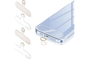 ROCONTRIP Phone Lanyard Tab TPU Phone Tether Tab Transparent Phone Tether Patch Upgraded Metal D Ring Phone Strap Pad Compatible with Most Phone Case(2 Transparent+2 Khaki)