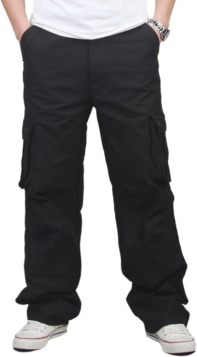 YOMAT Men's Cotton Loose Fit Cargo Workwear Pant Relaxed Fit Trousers