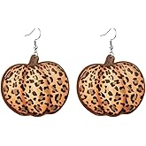 Acrylic Pumpkin Earrings Leopard Print Pumpkin Dangle Earrings Sunflower Thanksgiving Earrings Fall Jewelry For Women Girls
