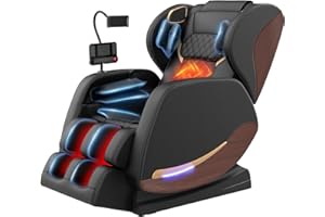 YEWGLEN 2025 Massage Chair, Massage Chairs Full Body and Recliner with 10 Fixed Points, Zero Gravity, Wood Grain Leather, Foot Massage, Airbags, Lumbar Heating, Bluetooth and Control Screen (Classic Black)