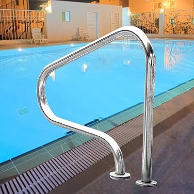 YERT 304 Stainless Steel Pool Hand Rail, Non-Slip 3-Bend Stair Rail