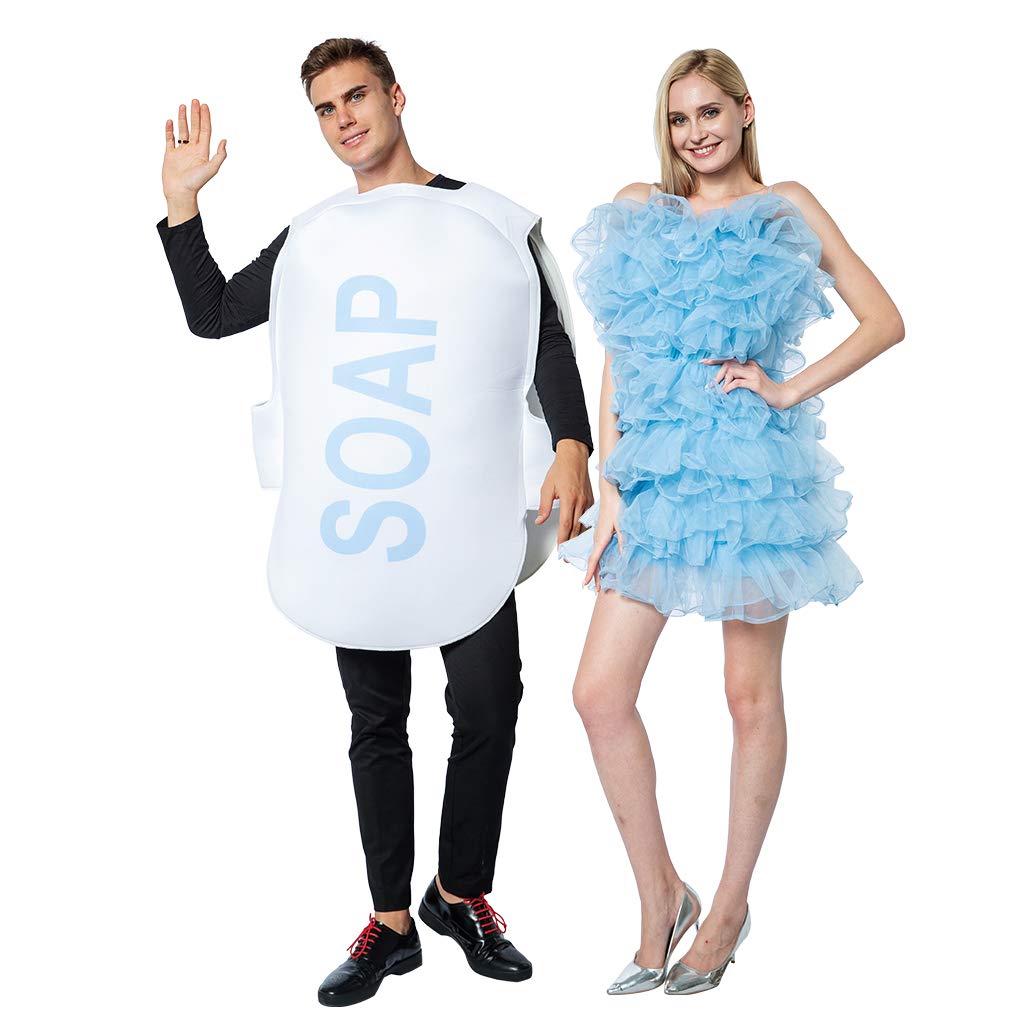 EraSpooky Unisex Loofah Soap Costume Fancy Dress Halloween Party Funny Outfit for Couple Adult Women Men