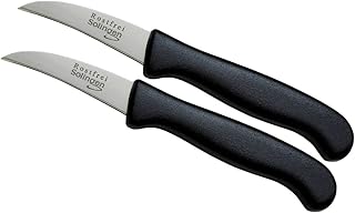 Schwertkrone 2er Messer-Set gebogen/Gemüsemesser scharf Küchenmesser Schälmesser Allzweckmesser/Germany rostfrei 3" / Handabzug - Dünnschliff - superscharf - spülmaschinengeeignet (2, 2,5" - gebogen)