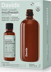 Davids Fresh Breath Mouthwash Alcohol-Free Non-Burning 4oz + 16oz Bottle | Antiplaque Formula, Sulfate-Free, Dry Mouth Suppor