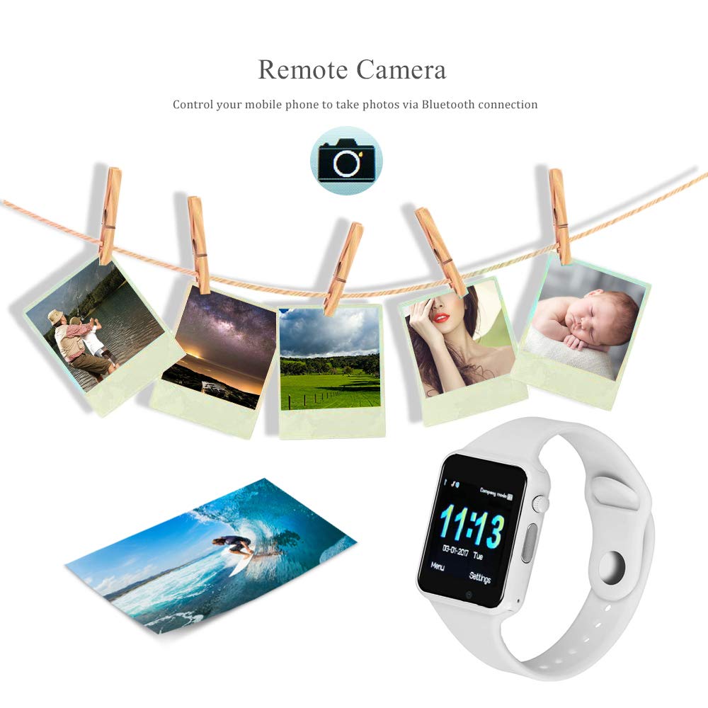 Bluetooth Smart Watch - IOQSOF Touch Screen Sport Smart Wrist Watch Fitness Tracker Camera Pedometer SIM TF Card Slot Compatible Samsung Android Kids Women Men （iPhone Part Compatible）