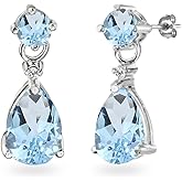 Sterling Silver or Gold Teardrop Birthstone Earrings - Genuine or Synthetic Gemstone Dangle Drop Earrings for Women