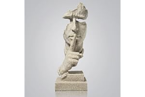 fazhongfa Thinker Statue - Silence is Gold Modern Decor Creative Abstract Art Figurine Resin Sculptures Decoration Room Home Study Office for Men Desktop Ornament (Sandstone)