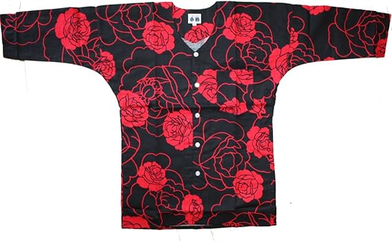 Amazon Co Jp お祭り用品 鯉口シャツ 薔薇 黒 赤k 9 大人用男女兼用 大 服 ファッション小物