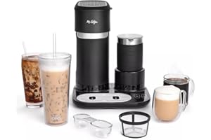 Mr. Coffee 4-in-1 Single-Serve Latte, Iced, and Hot Coffee Maker with Milk Frother and Tumbler Black