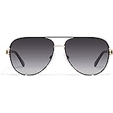 QUAY - Sunglasses For Men & Women, Oversized Aviator Shades, UV Protected Lenses