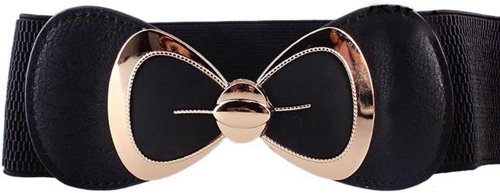 99native Women Fashion Soft Stretchy Comfortable Bowknot Buckle Waistband Wide Elastic Stretch Waist Belt Dress Accessories