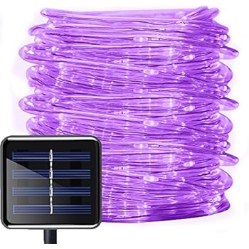 Aluvee Solar Rope String Light,Garden Decoration Outdoor Waterproof Rope Copper Wire String Christmas Lamp Wedding Party Tree Xmas Decoration Tree Xmas (33ft/100LED,Purple + PVC Tube)
