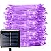 Aluvee Solar Rope String Light 33ft 100L 8 Modes Waterproof Outdoor LED Copper Wire Lights for Garden Decor Lamp Wedding Party Tree Xmas Halloween Holiday Decoration Lighting (Purple)
