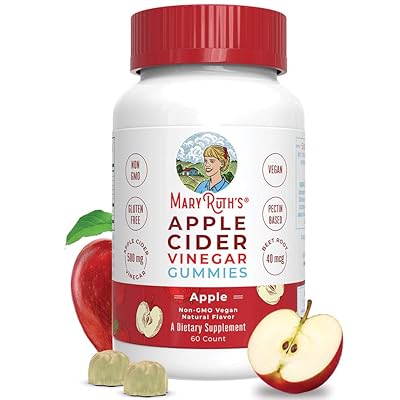 Organic Apple Cider Vinegar Gummies by MaryRuth's - Includes &ldquo;The Mother&rdquo; - Immune Boosting - Overall Wellness - Superfood Supplement - Vegan - Non-GMO - Gluten-Free - 60ct