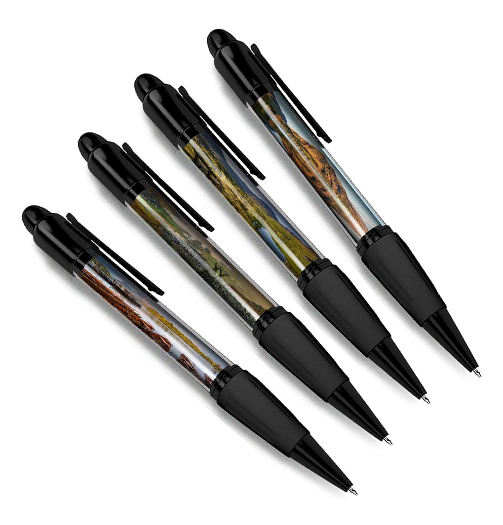 DV DESIGN Set of 4 Lake District Black Ballpoint Pens - England Lakes UK European Holiday Travel Friends Boys Girls Men Women Theme Pen #79492