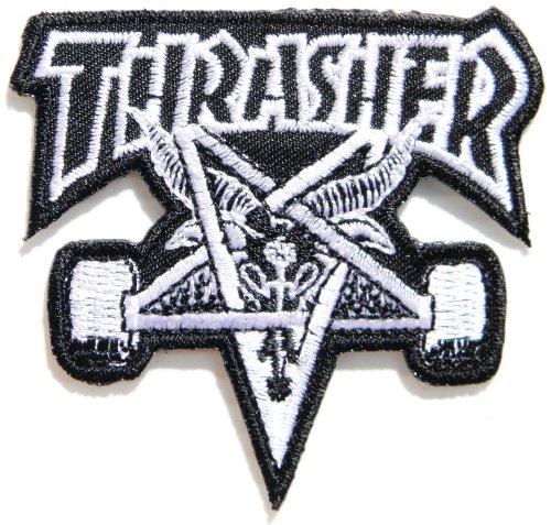 THRASHER Megazine Skate Skatebord Goat Band Logo Rockabilly Jacket T-shirt Patch Sew Iron on Embroidered Badge Sign Costume Cloth