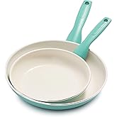GreenPan Rio Healthy Ceramic Nonstick 8" and 10" Frying Pan Skillet Set, PFAS-Free, Dishwasher Safe, Turquoise