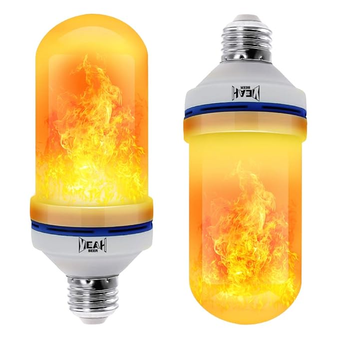 Flame effect LED light bulb with realistic flickering