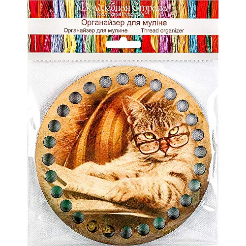 Cat Designed Wooden Thread Organizer Floss Craft Storage Yarn Organizer