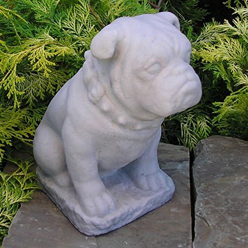 BULLDOG Dog 9" GRAY CONCRETE COLOR Cast Cement Statue PUPPY Outdoor GARDEN