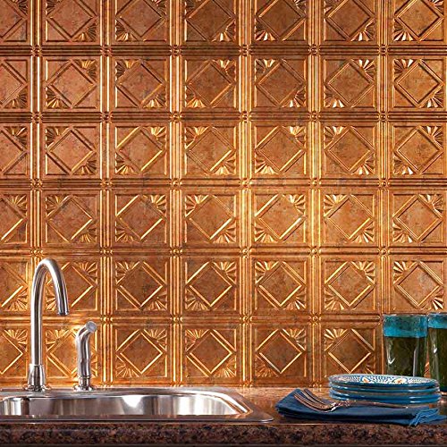 Fasade Easy Installation Traditional 4 Muted Gold Backsplash Panel for Kitchen and Bathrooms (18" x 24" Panel) - Thumbnail 4