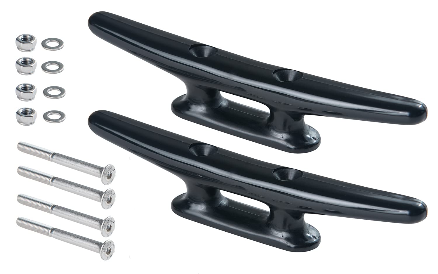 New Marine 2 Nylon Cleats in Black or White, Various Sizes, Includes V4A Screws (Black, 170 mm)