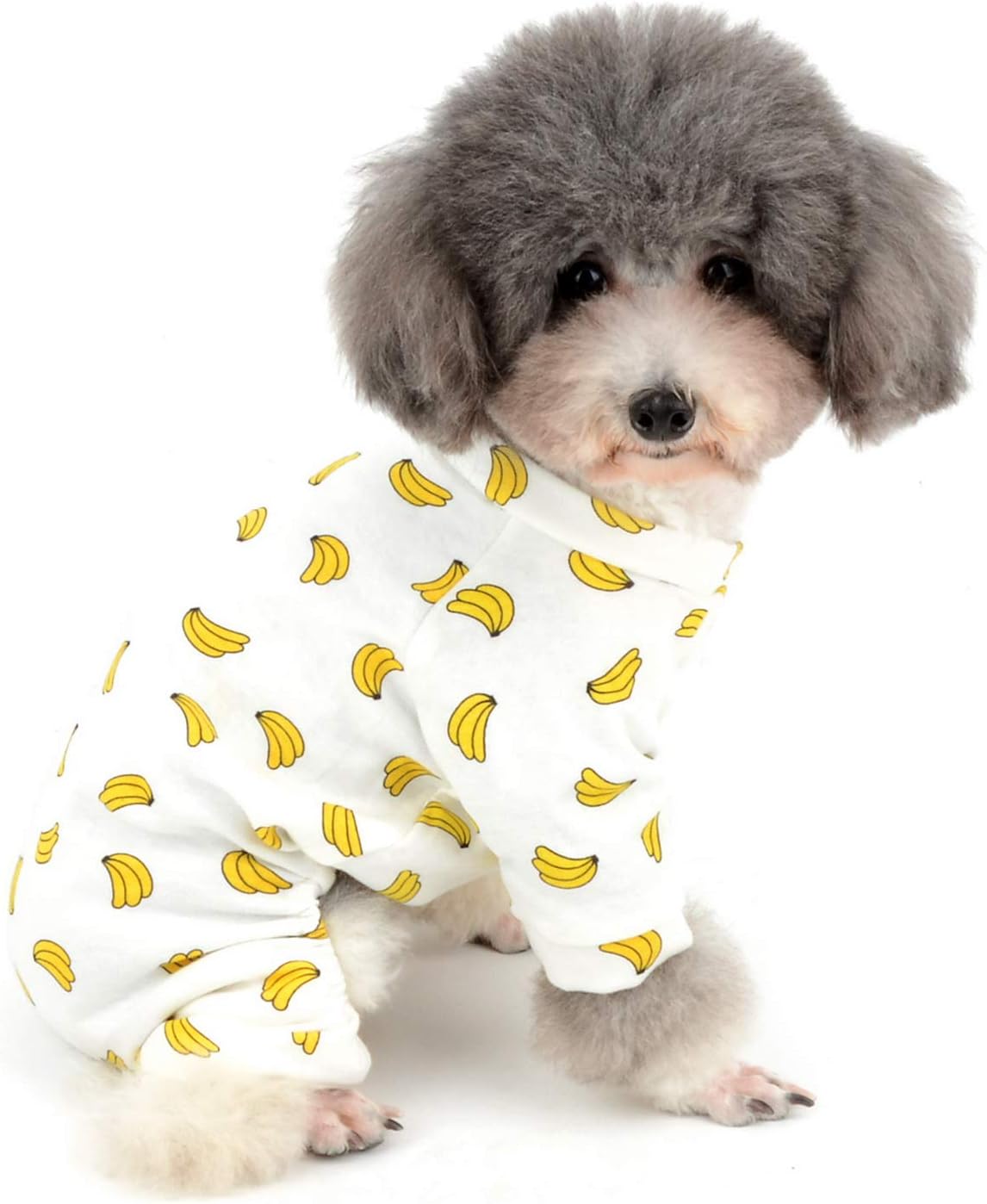 Zunea Small Dog Jumpsuit Adorable Banana Overalls Soft Cotton Pyjamas Rompers Puppy Sleeping Clothes Unisex Four Legs Pjs Apparel for Pet Cats Pups M - Image 3