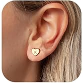 BAYLAY Heart Initial Stud Earrings for Girls Women - 18K Gold Plated Letter A-Z Initial Earrings Gold Heart Earrings for Women Teen Girl Gifts Trendy Stuff Womens Stocking Stuffers Gold Jewelry Gifts