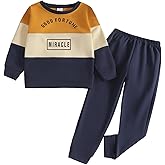 Yoxindax Toddler Kid Boy Clothes Colorblock Sweatshirt Contrast Sideseam Sweatpants 2PC Outfit Set