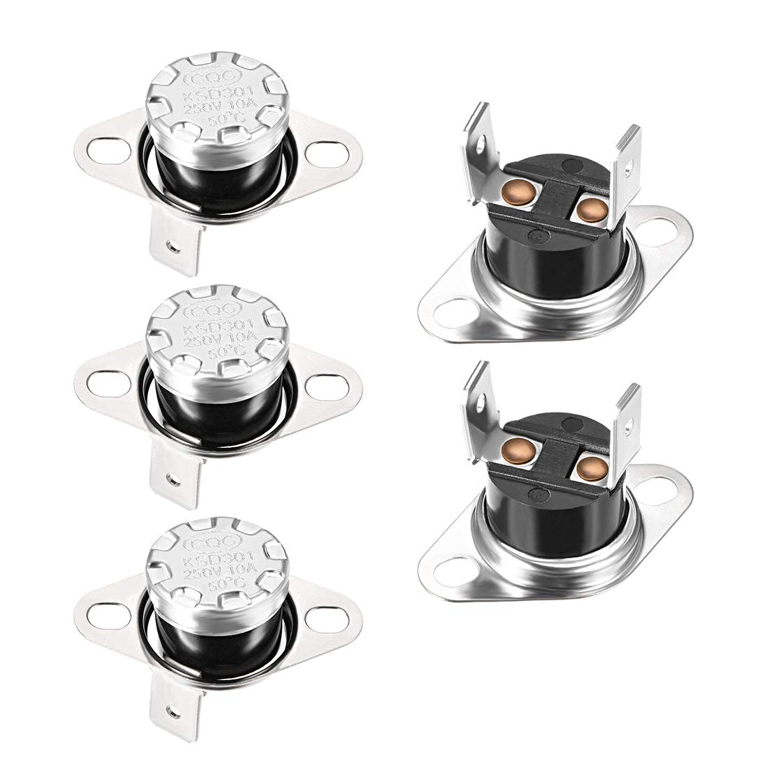 sourcing map KSD301 Thermostat 50°C/122°F 10A N.C Adjust Snap Disc Temperature Switch for Microwave,Oven,Coffee Maker 5pcs,Bakelite Material