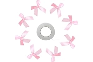 WishLotus 50 Pieces Satin Ribbon Bows with Adhesive Tape, Single Sided Satin Bow 5CM x 5CM for Gift Packing, DIY Craft, Wedding Decoration, Card Making, Sewing Embelishments (Pink)