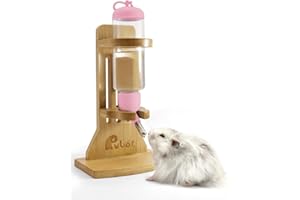 Rubor Hamster Water Bottle with Stand Small Animal Water Bottle Holder with 125ml Hanging Water Auto Dispenser for Syrian Rabbit Dwarf Gerbils Mice Rats Degus Small Pet Rodents (Pink)