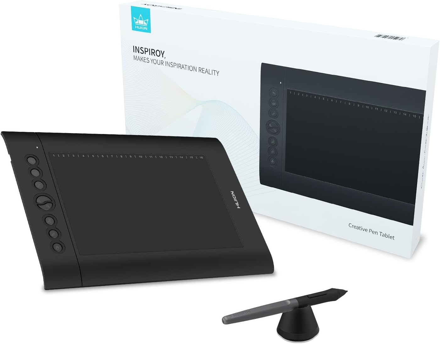 Huion H610 Pro V2 Graphic Drawing Tablet Android Supported Pen Tablet Tilt Function Battery-Free Stylus 8192 Pen Pressure with 8 Express Keys: Computers & Accessories