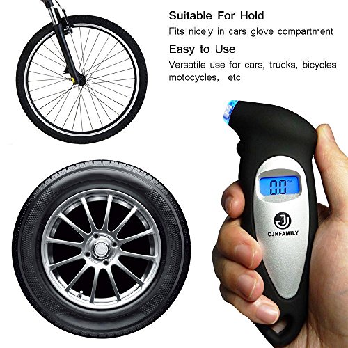 CJHFAMILY Digital Tire Pressure Gauge 100 PSI 4 Settings for Car Truck Bike and motorcycle with Backlit LCD - Thumbnail 4