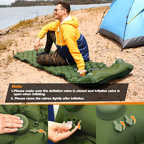 AirExpect Camping Sleeping Pad with Built-in Pump Upgraded Inflatable Camping Mat with Pillow for Backpacking, Traveling, Hiking, Durable Waterproof Compact Ultralight Hiking Pad (Green) - Thumbnail 6