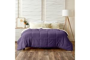 Cosy House Collection Luxury Down Alternative Comforter - Blend of Rayon Derived from Bamboo - Bedroom Essentials - All Season Use - Box Stitch Construction & Duvet Loops (King/Cal King Purple)