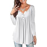 a.Jesdani Plus Size Tunic Tops Long Sleeve Casual Floral Printed Henley V Neck Shirts for Women