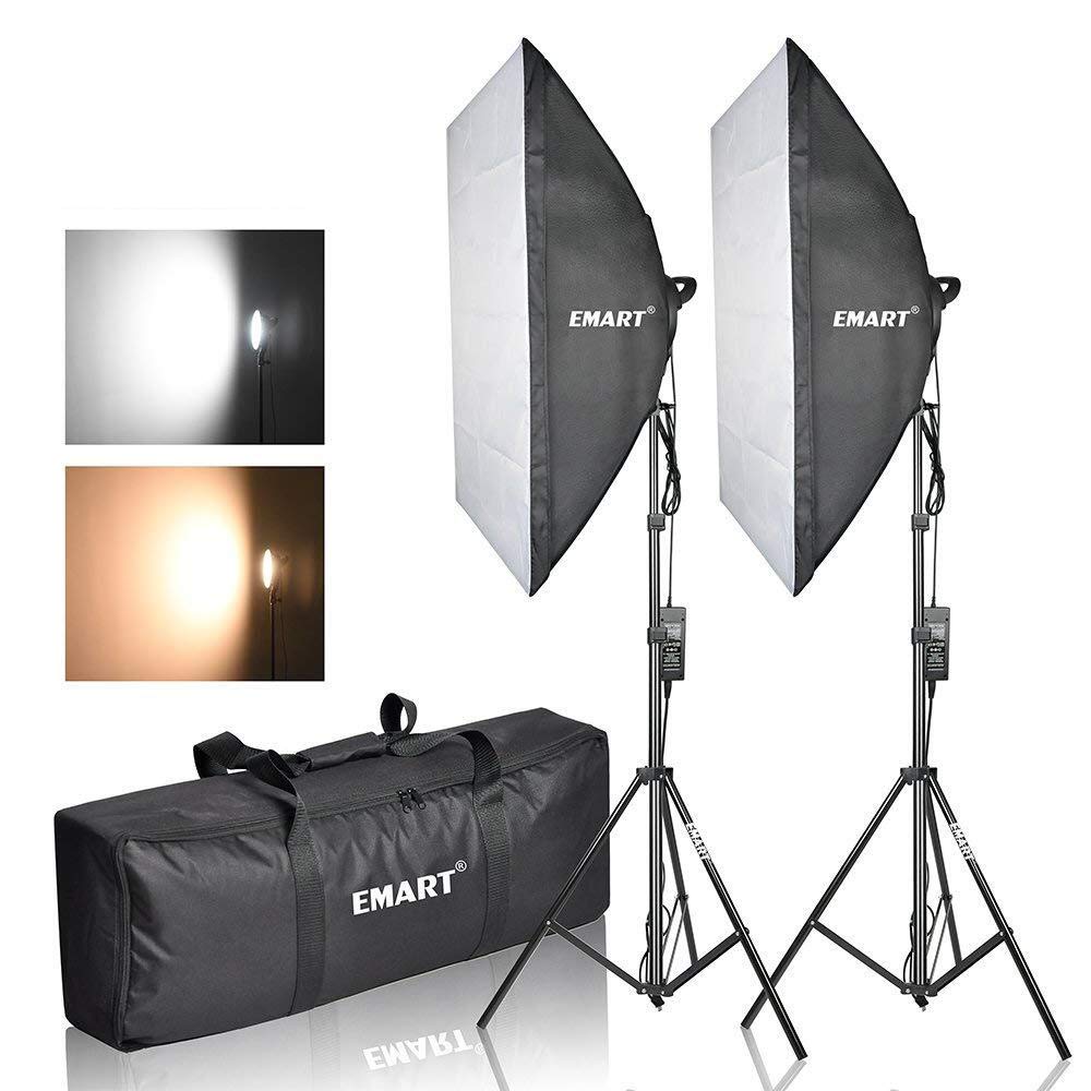 Emart Photography Softbox Lighting Kit, Photo Equipment Studio Softbox 20" x 27", 45W Dimmable LED with Double Color Temperature for Portrait Video and Shooting