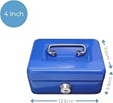 Cathedral Products Key Lockable Cash Box 4 Inch Blue with Lift Out Tray view 2