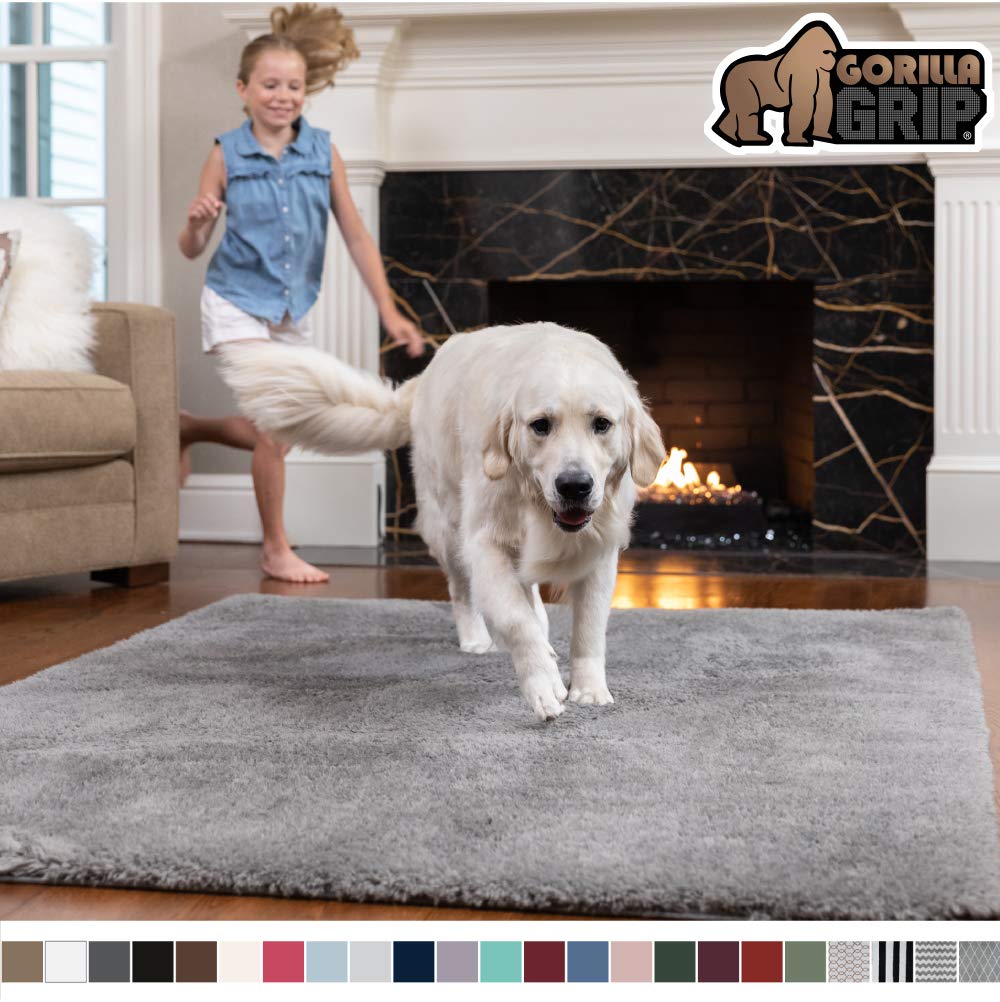 Gorilla Grip Original Faux-Chinchilla Rug, 2x4 Feet, Super Soft and Cozy High Pile Washable Carpet, Modern Rugs for Floor, Luxury Shag Carpets for Home, Nursery, Bed and Living Room, Dark Gray