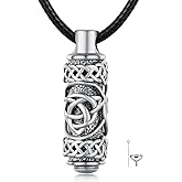 qielizhu Celtic Urn Necklace for Ashes 925 Sterling Silver Ashes Keepsake Cremation Jewelry Gifts Memorial Gift for Men