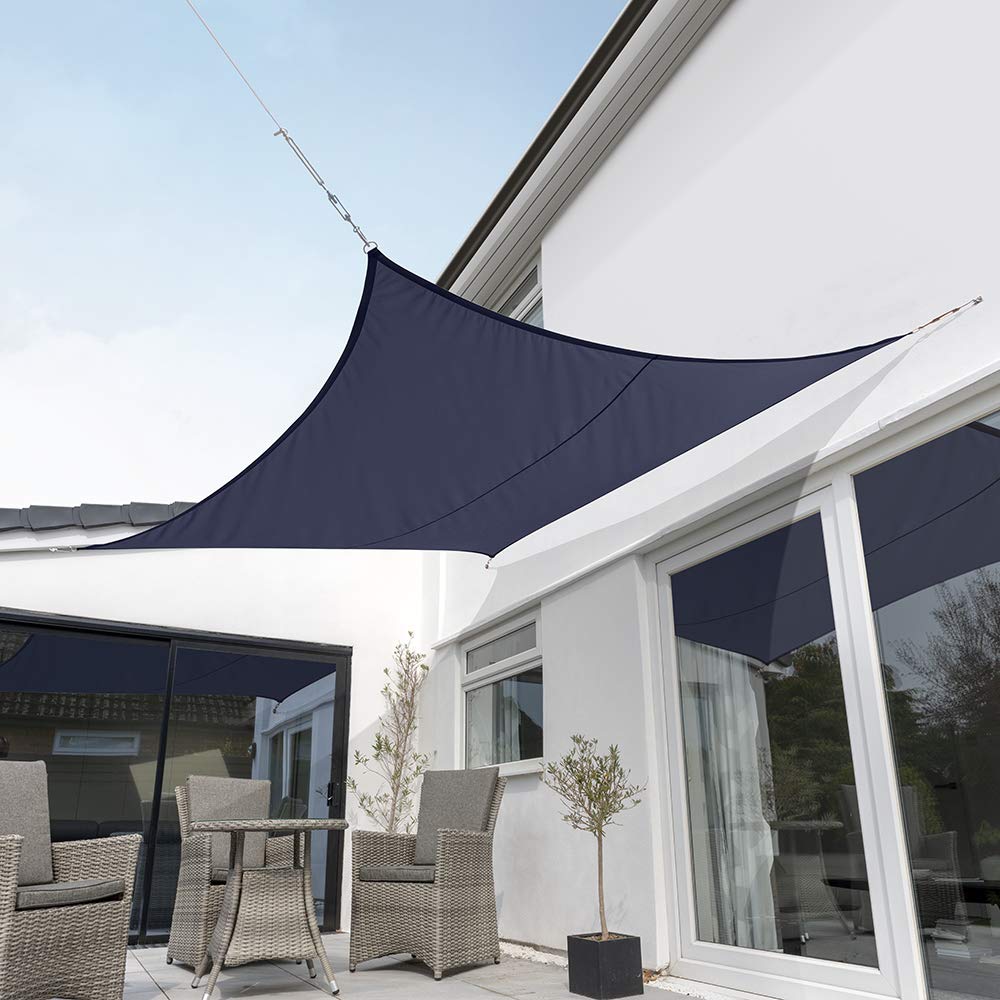 Kookaburra Waterproof Garden Sun Shade Sail Canopy in Blue 98% UV Block (3m Square)