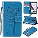 LG G3 Case,Best Share Embossing Fashion Floral Countryside Pattern PU Leather Flip Stand Case Wallet Design Card Slot Kickstand Feature with Hand Strap Cover for LG G3 VS985 D850 D851 4G LT,Blue