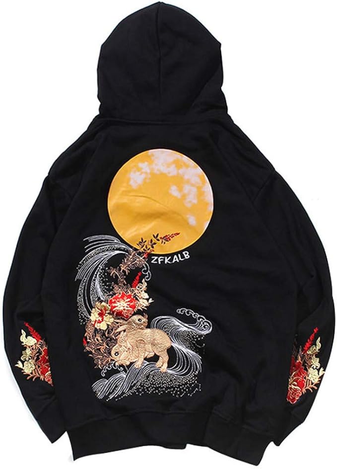 Hoodys Harajuku Sudadera con capucha y estampado de animales Negro L Hoodys Harajuku Sudadera con capucha y estampado de animales Negro L