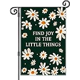 JMYROG Find Joy in the Little Things Garden Flag, Double Sided Yard Outdoor Farmhouse Lawn Porch Decor Flag, Funny Thoughtful Housewarming Flag, Inspirational Gifts for Family Friend Coworker