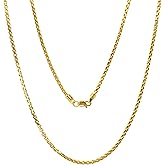 JEWELHEART 14K Real Gold Round Box Chain 1.3mm 1.8mm 2.1mm 2.7mm 3.4mm Yellow and White Real Gold Chains For Men Diamond Cut Link Chain Necklace For Women with Lobster Clasp 16" 18" 20" 22" 24"