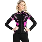 GoldFin Wetsuit Top Women, 2mm Wetsuits Jacket Long Sleeve Neoprene Tops for Water Aerobics Diving Surfing Swimming