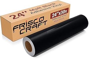 Frisco Craft Matte Black Permanent Vinyl - Black Vinyl Roll - Permanent Outdoor, Water & Weather-Resistant with Siliconized Backing - Adhesive, Matte (24" x 30ft)