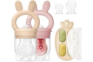 CHOOKACHOO 2 Packs Baby Fruit Feeder & Freezer Tray Combo, Push Pop Baby Food Feeder to Safely Introduce New Foods, Fresh & Frozen Food Silicone Feeder, 100% Food Grade, BPA Free