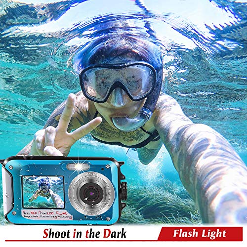 Underwater Camera for Snorkeling, Waterproof Camera, 2.7K 48MP Digital